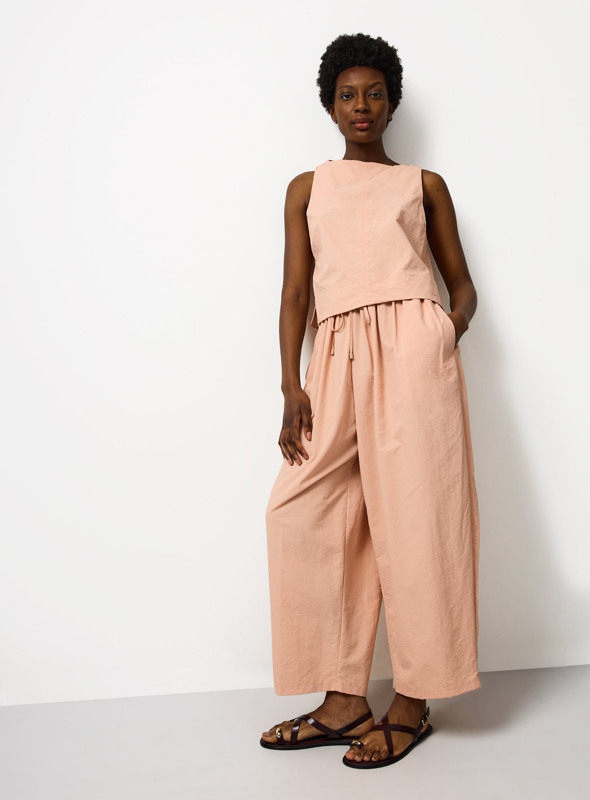 Light Orange Balloon Leg Techno Co-ord Trousers 22 - Image 3 thumbnail